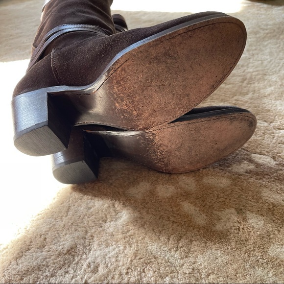 Frye Jane Strappy Tall Slouchy Boots In Dark Brown Suede Size 8 - Picture 7 of 13